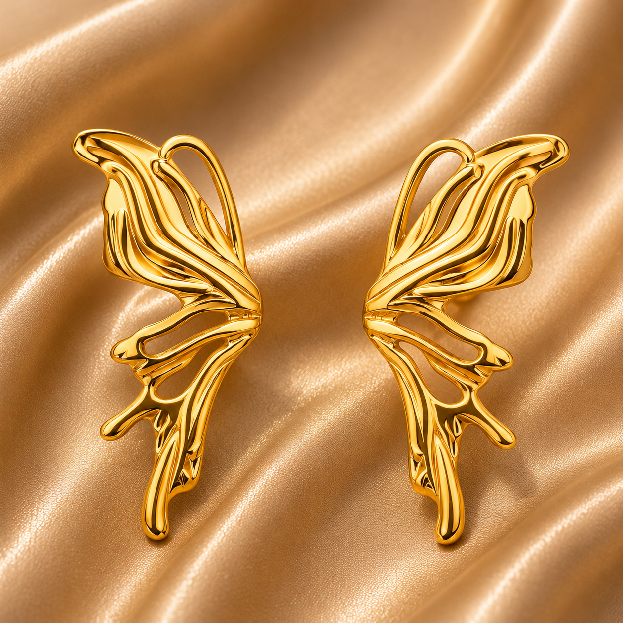 Butterfly Statement Stud Earrings – 18K Gold Plated Stainless Steel