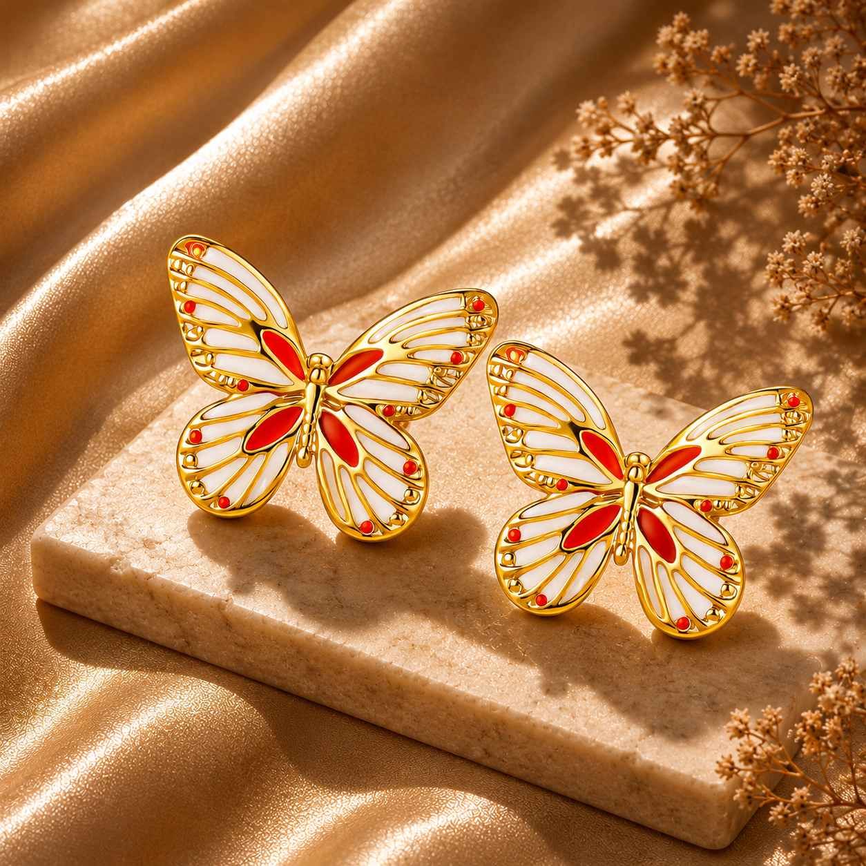 Butterfly Stud Earrings – 18K Gold Plated Stainless Steel
