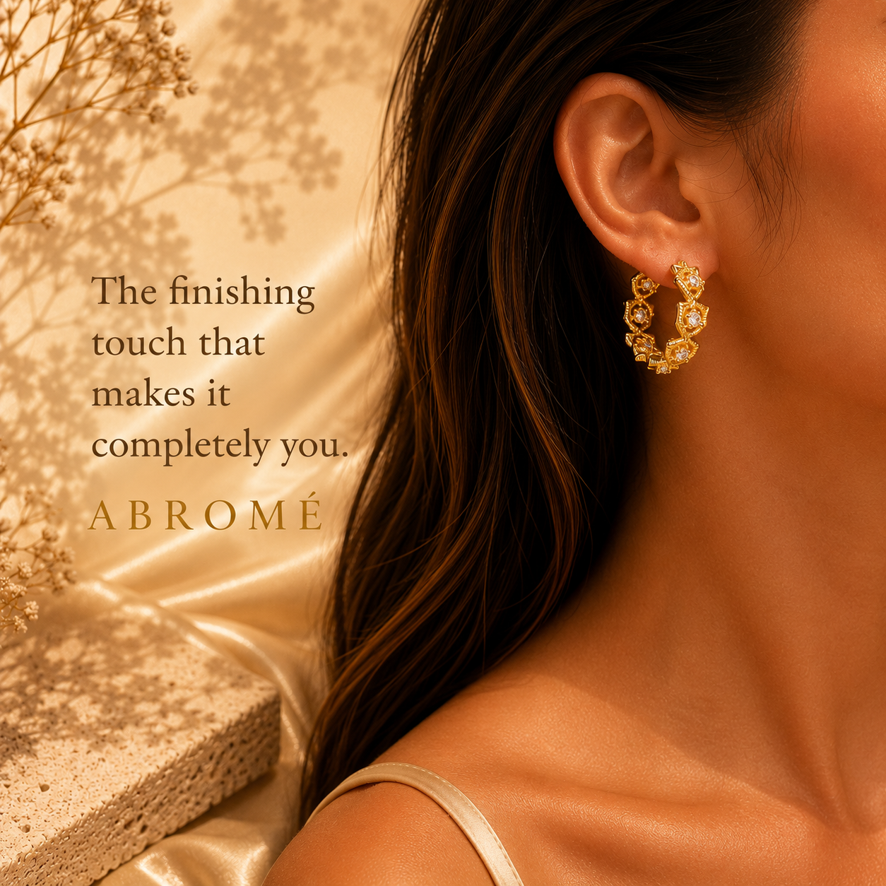 Celeste Crystal Drop Earrings, 18K Gold Plated Steel