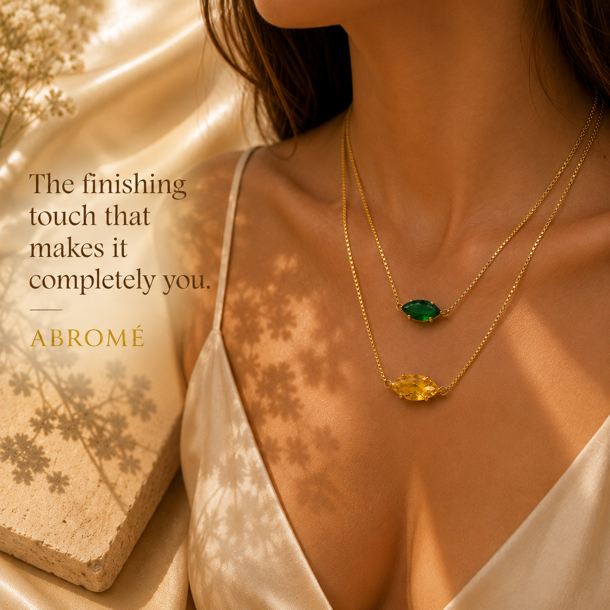 Celeste Marquise Crystal Necklace, 18K Gold Plated Steel