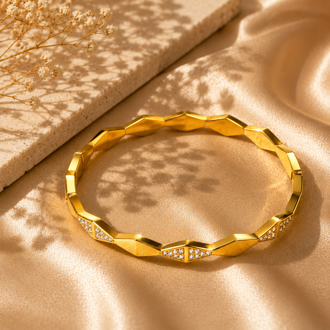 Celeste Crystal Bracelet, 18K Gold Plated Steel