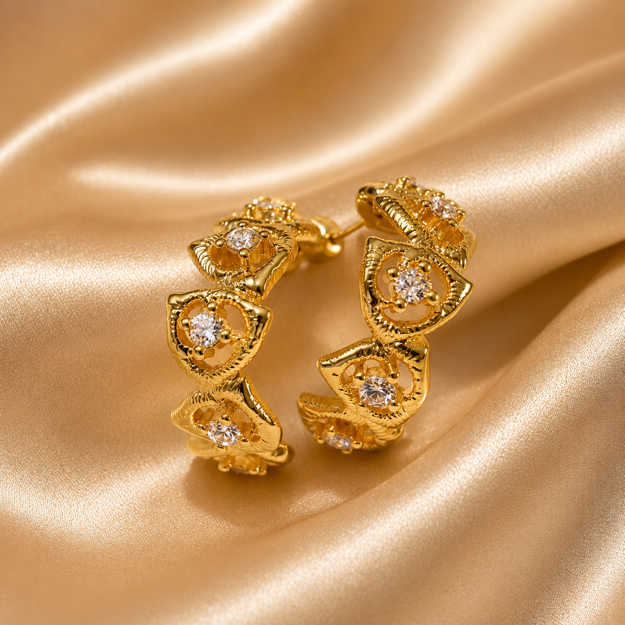 Celeste Crystal Drop Earrings, 18K Gold Plated Steel