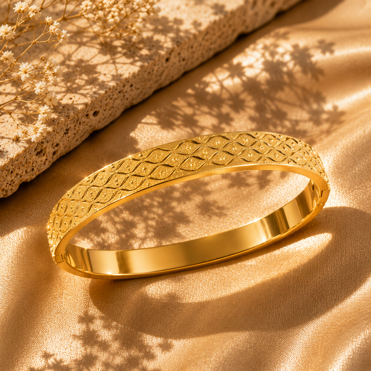 Celeste Luxe Bangle, 18K Gold Plated Steel