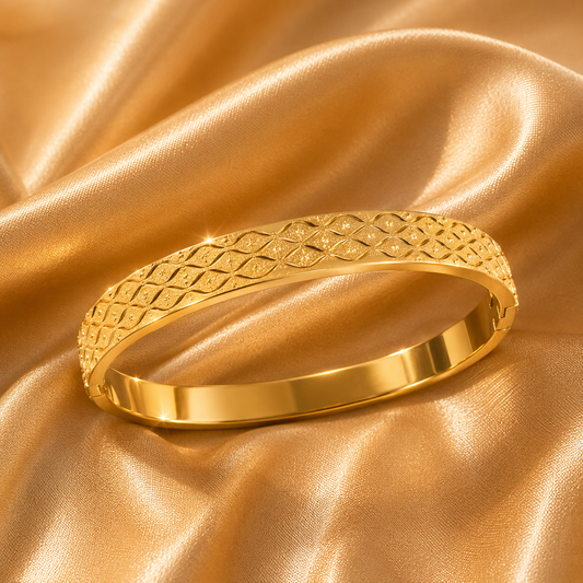 Celeste Luxe Bangle, 18K Gold Plated Steel