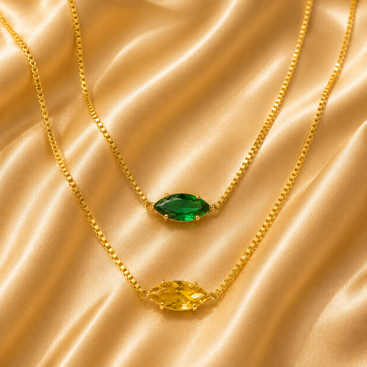 Celeste Marquise Crystal Necklace, 18K Gold Plated Steel