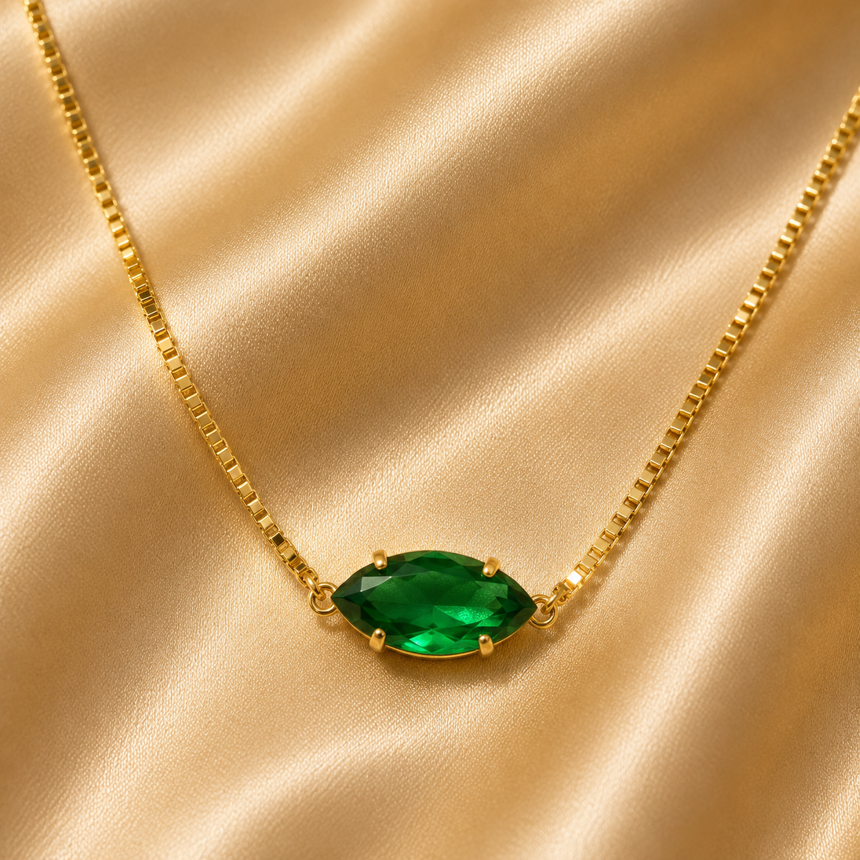 Celeste Marquise Crystal Necklace, 18K Gold Plated Steel