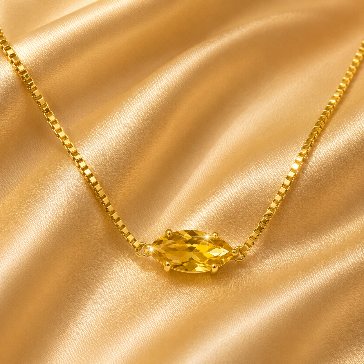 Celeste Marquise Crystal Necklace, 18K Gold Plated Steel