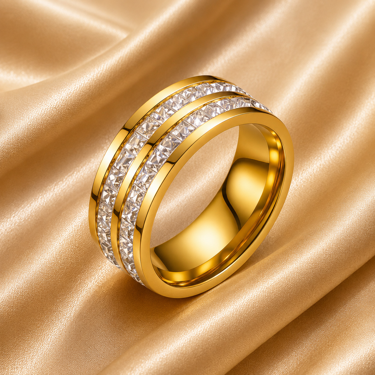 Crystal Band Ring – 18K Gold Plated Stainless Steel