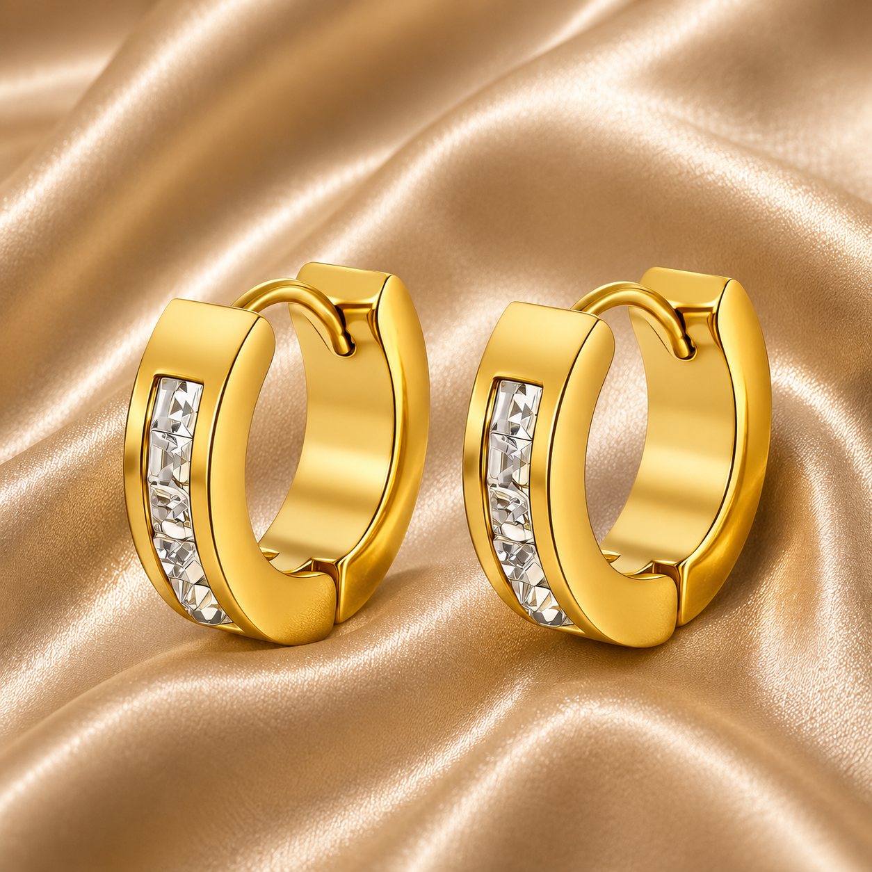 Crystal Huggie Earrings – 18K Gold Plated Stainless Steel