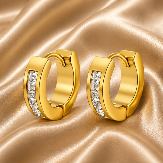 Crystal Huggie Earrings – 18K Gold Plated Stainless Steel