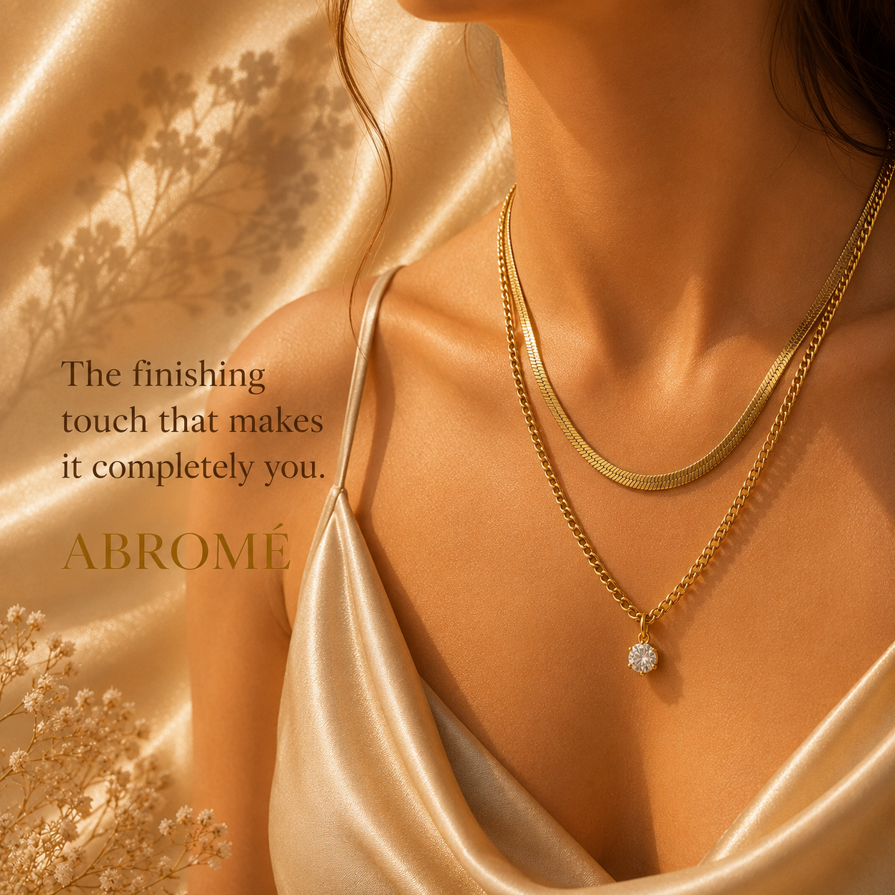 Double Layer Solitaire Necklace – 18K Gold Plated