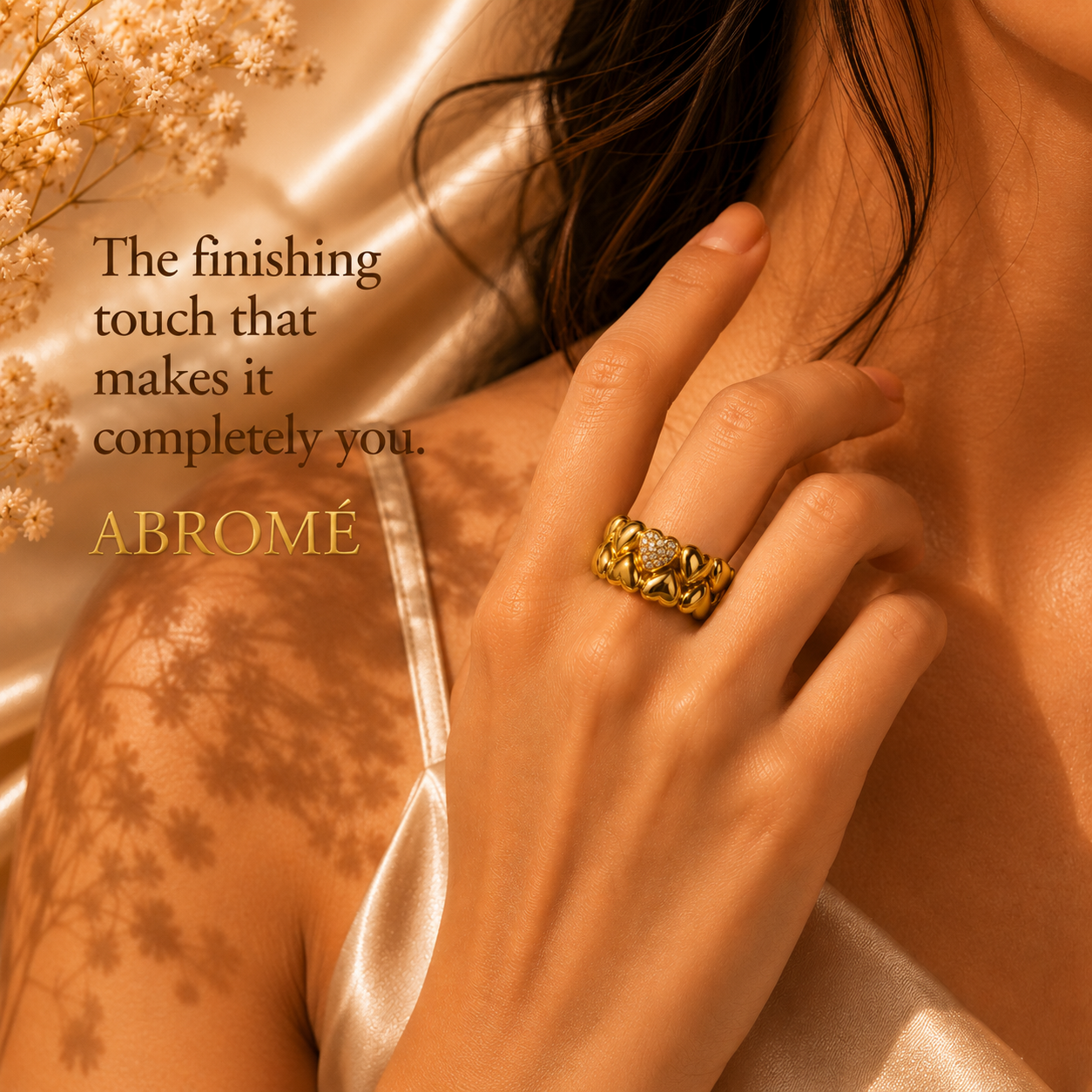 Éclat Heart Ring – 18K Gold Plated Stainless Steel