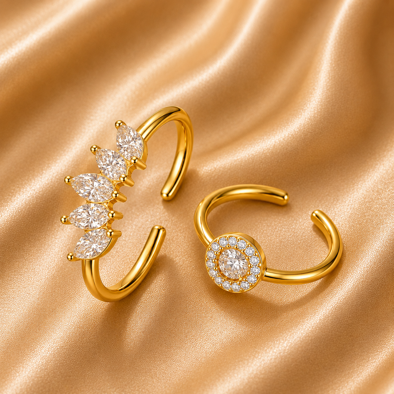 Elegant Stackable Rings Set – 18K Gold Plated Stainless Steel