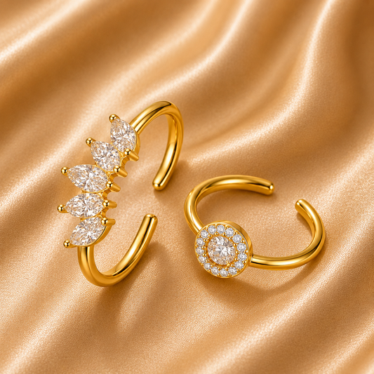 Elegant Stackable Rings Set – 18K Gold Plated Stainless Steel