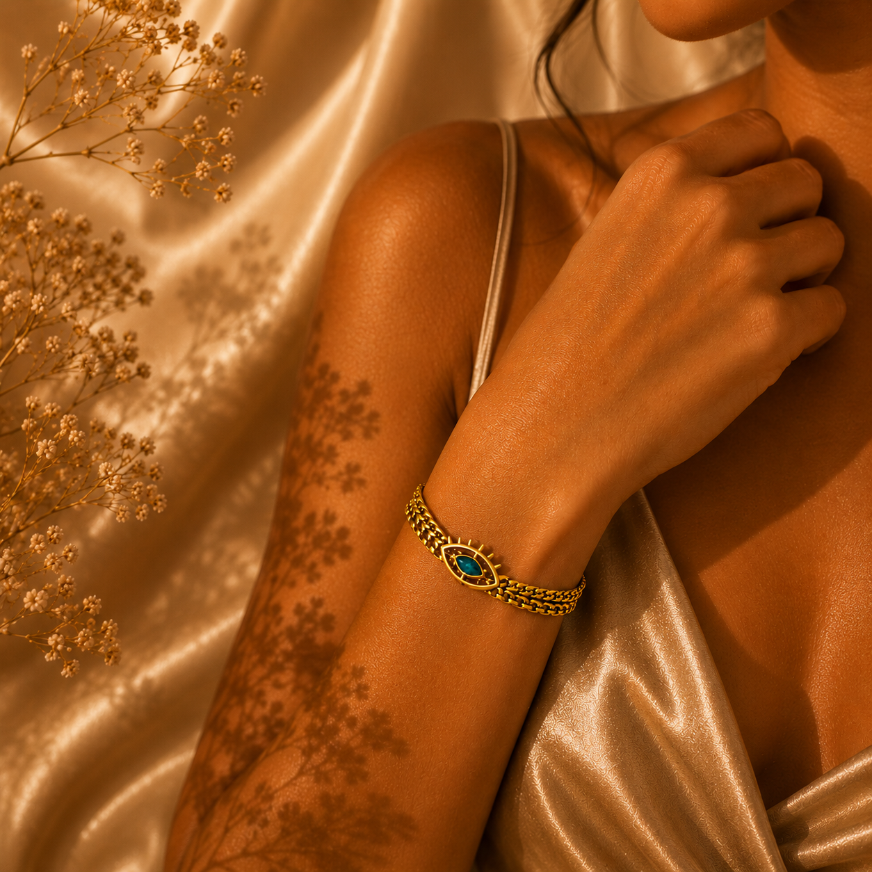Evil Eye Chain Bracelet – 18K Gold Plated Stainless Steel