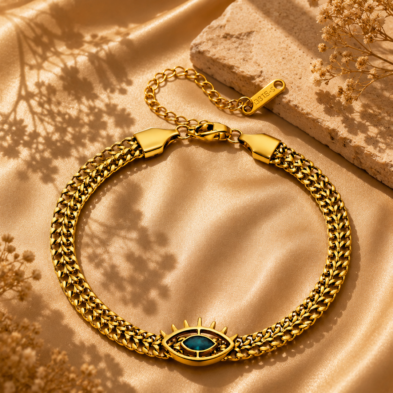 Evil Eye Chain Bracelet – 18K Gold Plated Stainless Steel