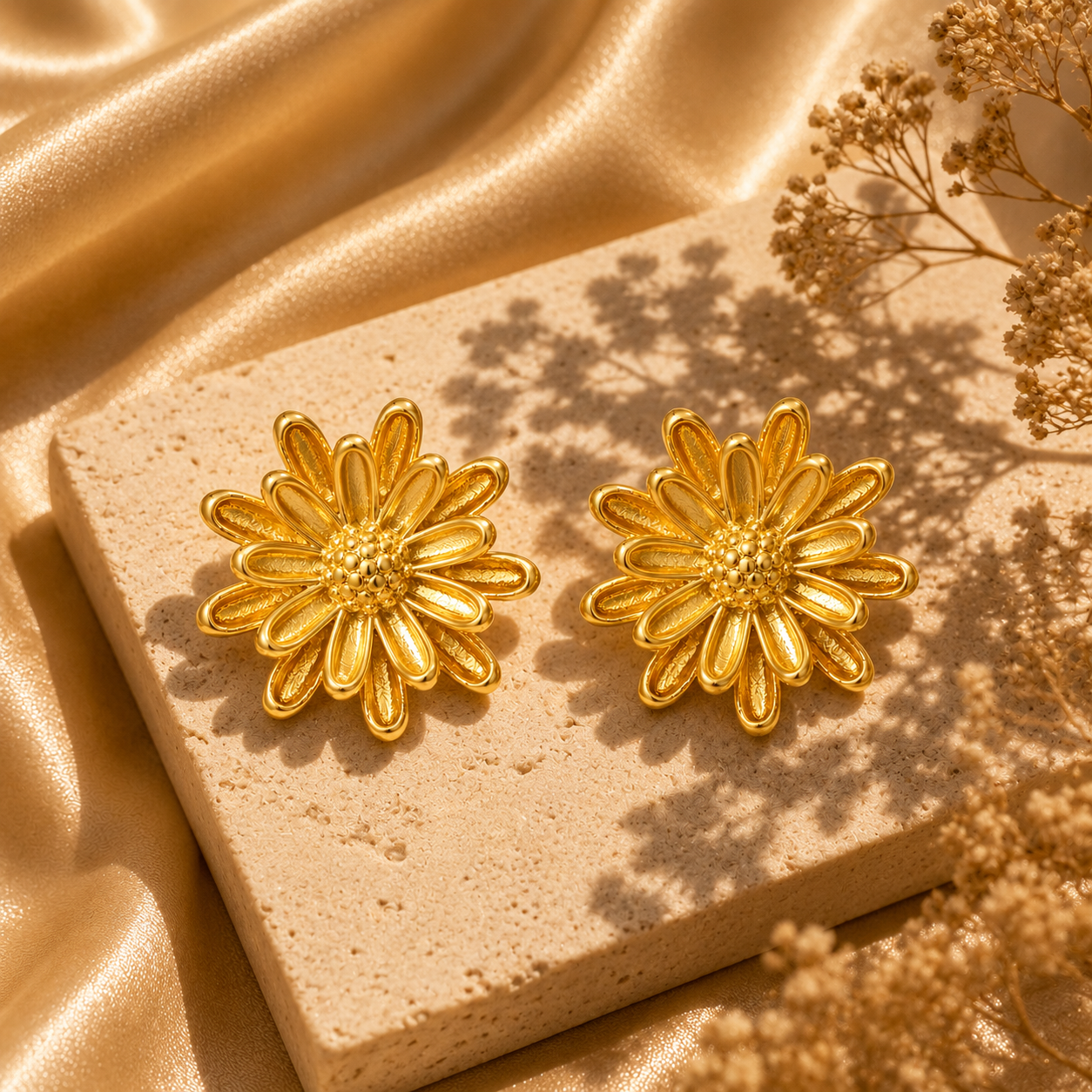 Flower Stud Earrings – 18K Gold Plated Stainless Steel