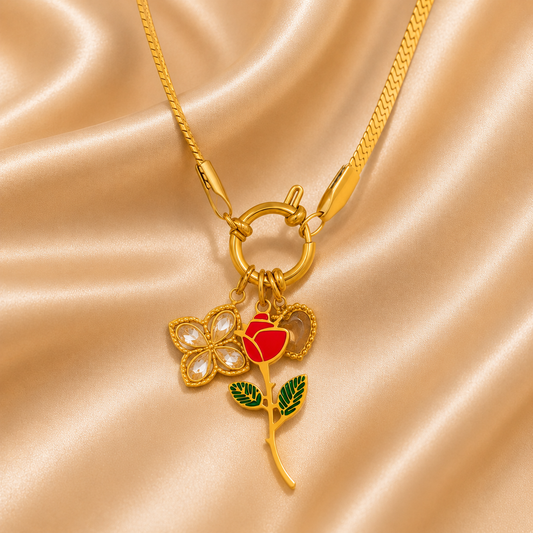 Flowers Necklace – 18K Gold Plated Stainless Steel