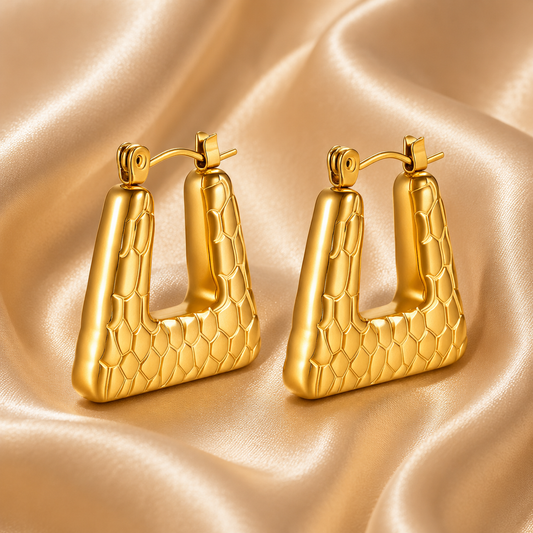 Textured Gold Drop Earrings – 18K Gold Plated Stainless Steel