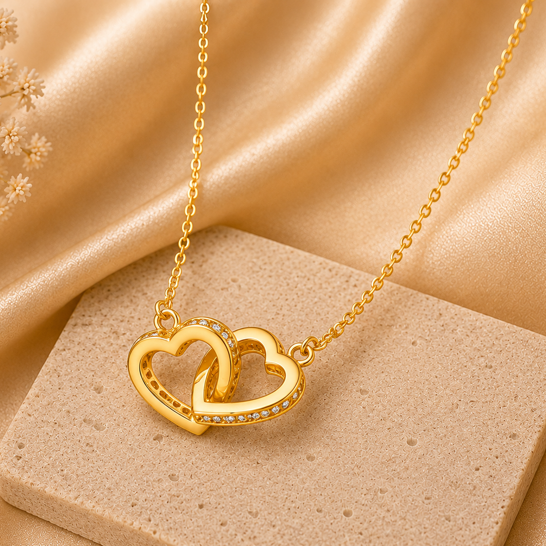 18K Gold Plated Double Hearts Necklace
