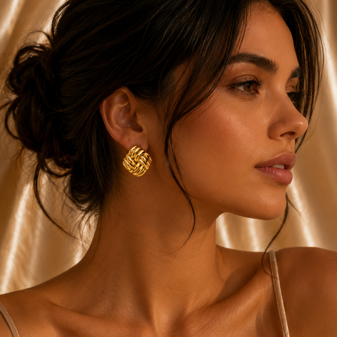 Knotted Stud Earrings – 18K Gold Plated Stainless Steel