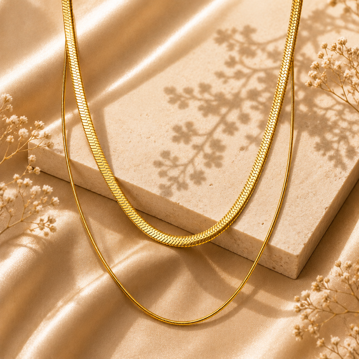 Layered Snake Chain Necklace – 18K Gold Plated Stainless Steel