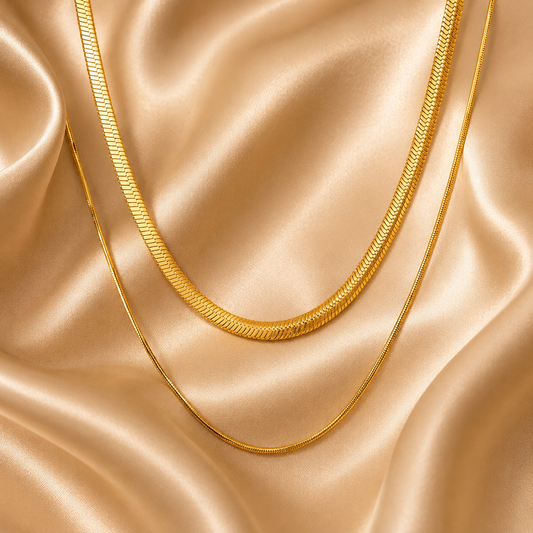 Layered Snake Chain Necklace – 18K Gold Plated Stainless Steel