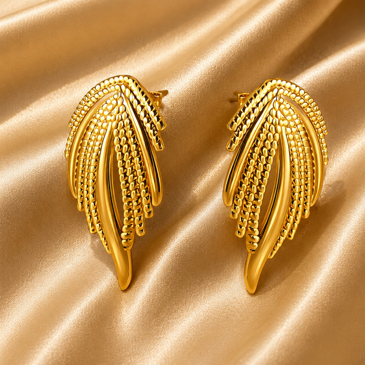 Leaves Statement Stud Earrings – 18K Gold Plated Stainless Steel