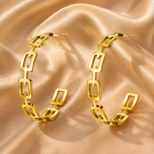 Link Hoop Earrings – 18K Gold Plated Stainless Steel