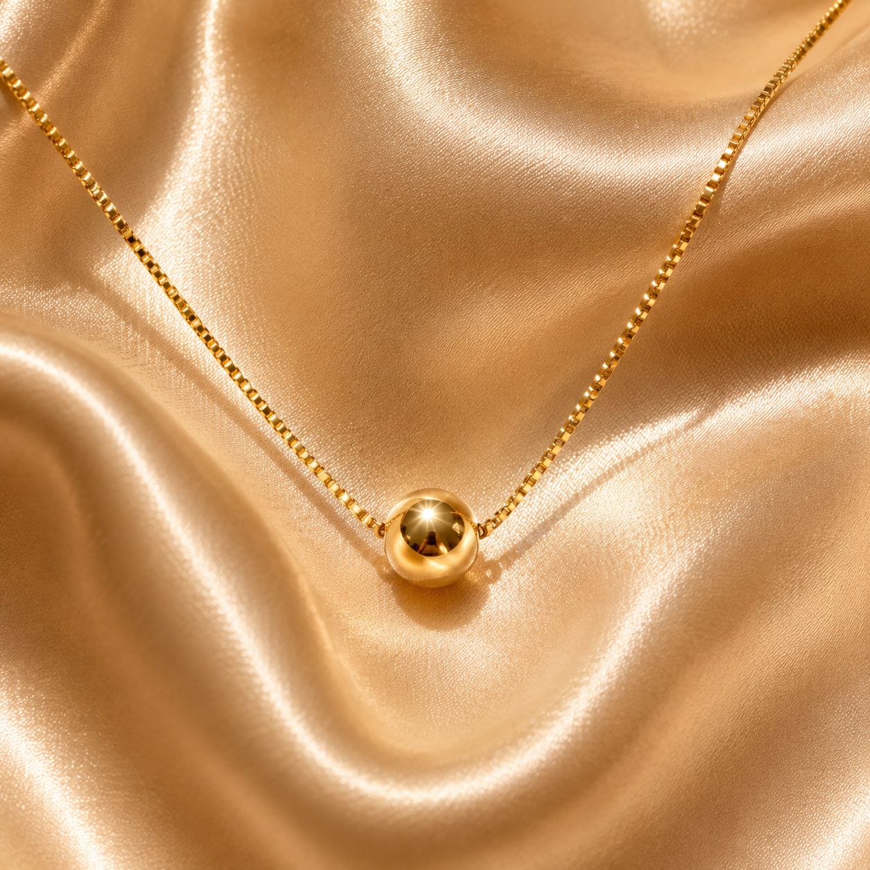 Luna Sphere Necklace, 18K Gold Plated Steel