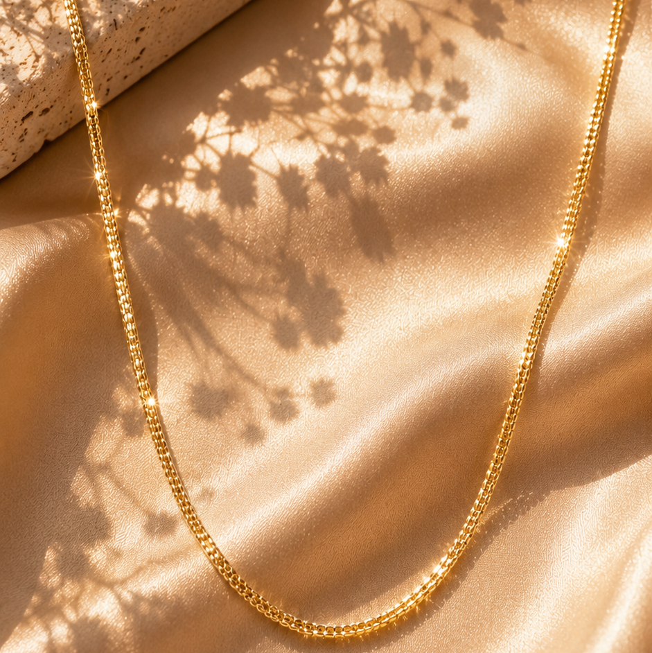 Luna Weave Chain Necklace, 18K Gold Plated Steel