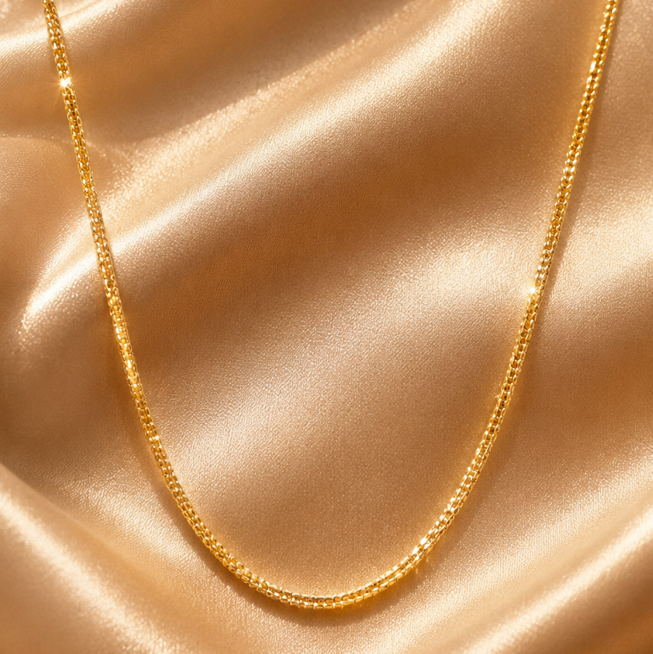 Luna Weave Chain Necklace, 18K Gold Plated Steel