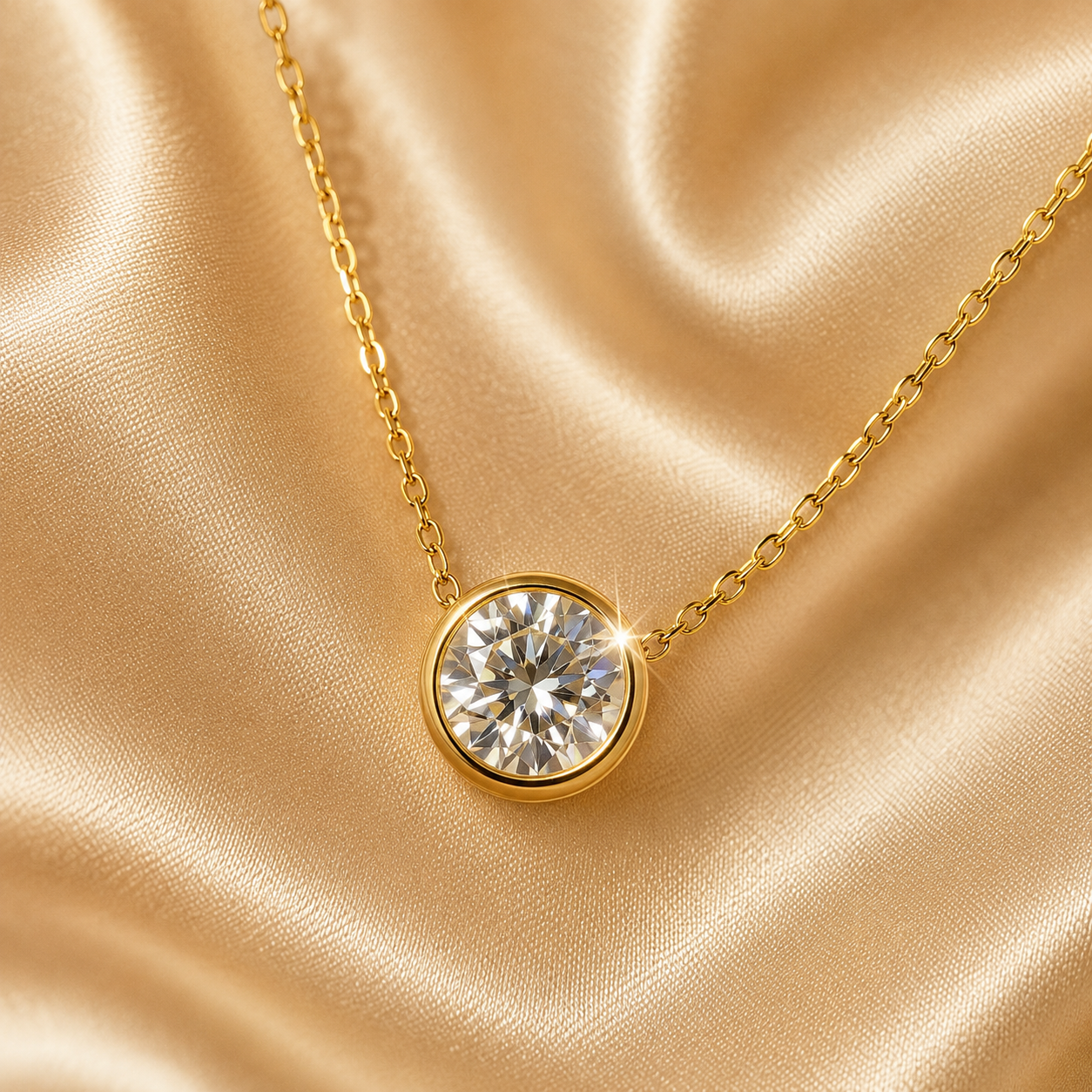 Celeste Crystal Necklace, 18K Gold Plated Steel