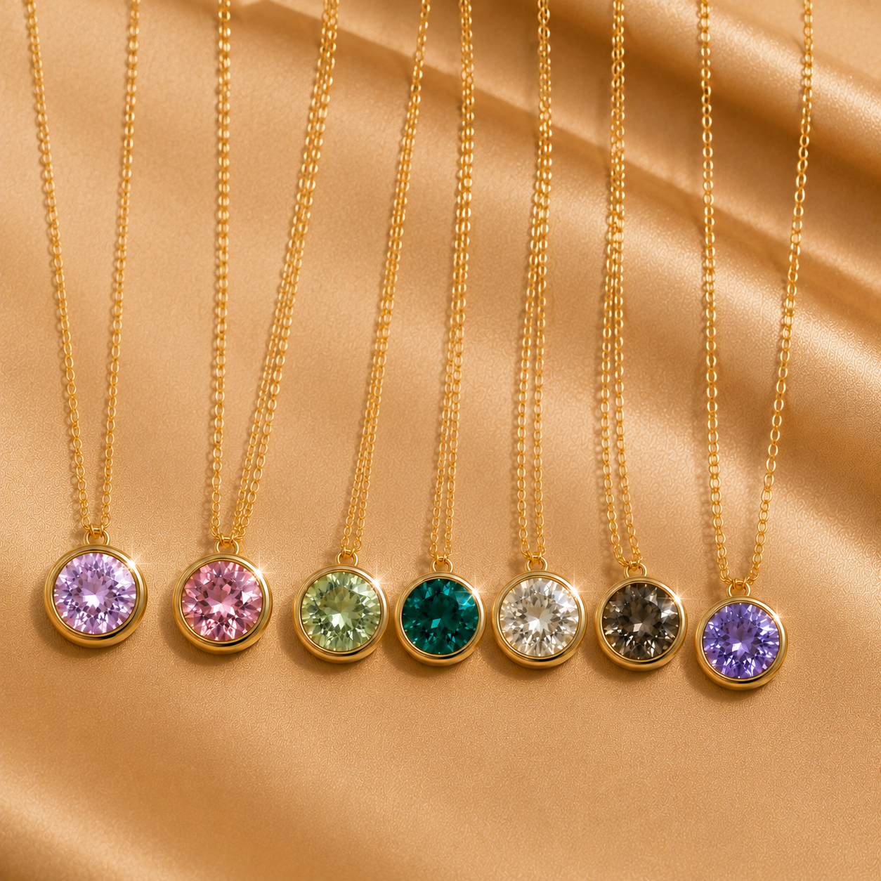 Celeste Crystal Necklace, 18K Gold Plated Steel
