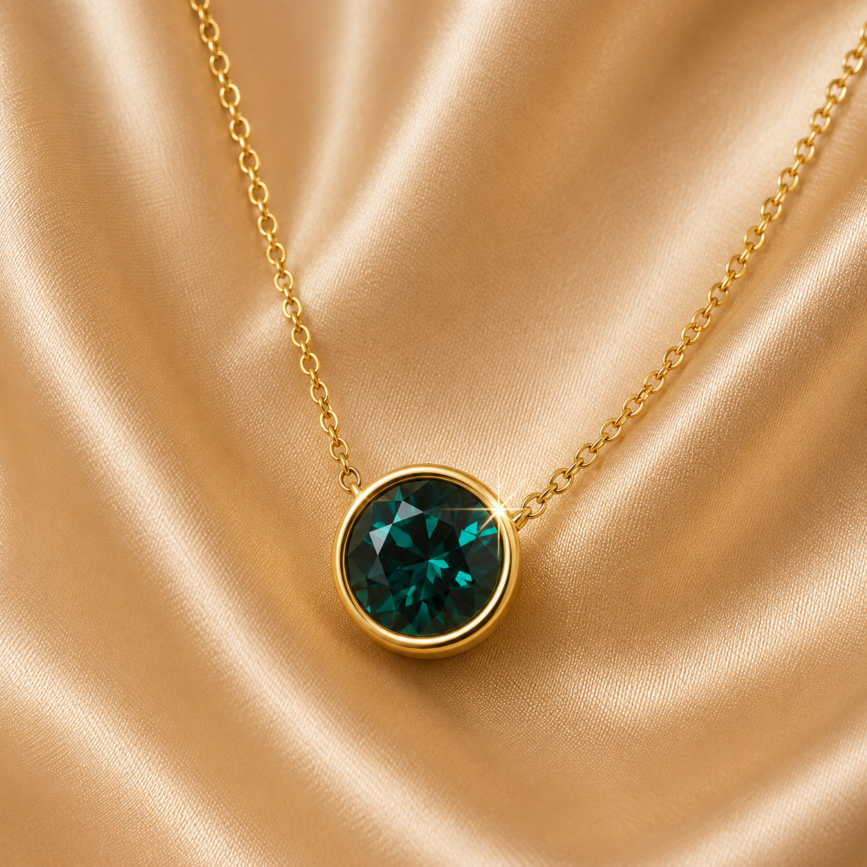 Celeste Crystal Necklace, 18K Gold Plated Steel