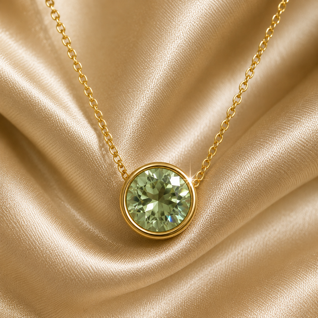 Celeste Crystal Necklace, 18K Gold Plated Steel