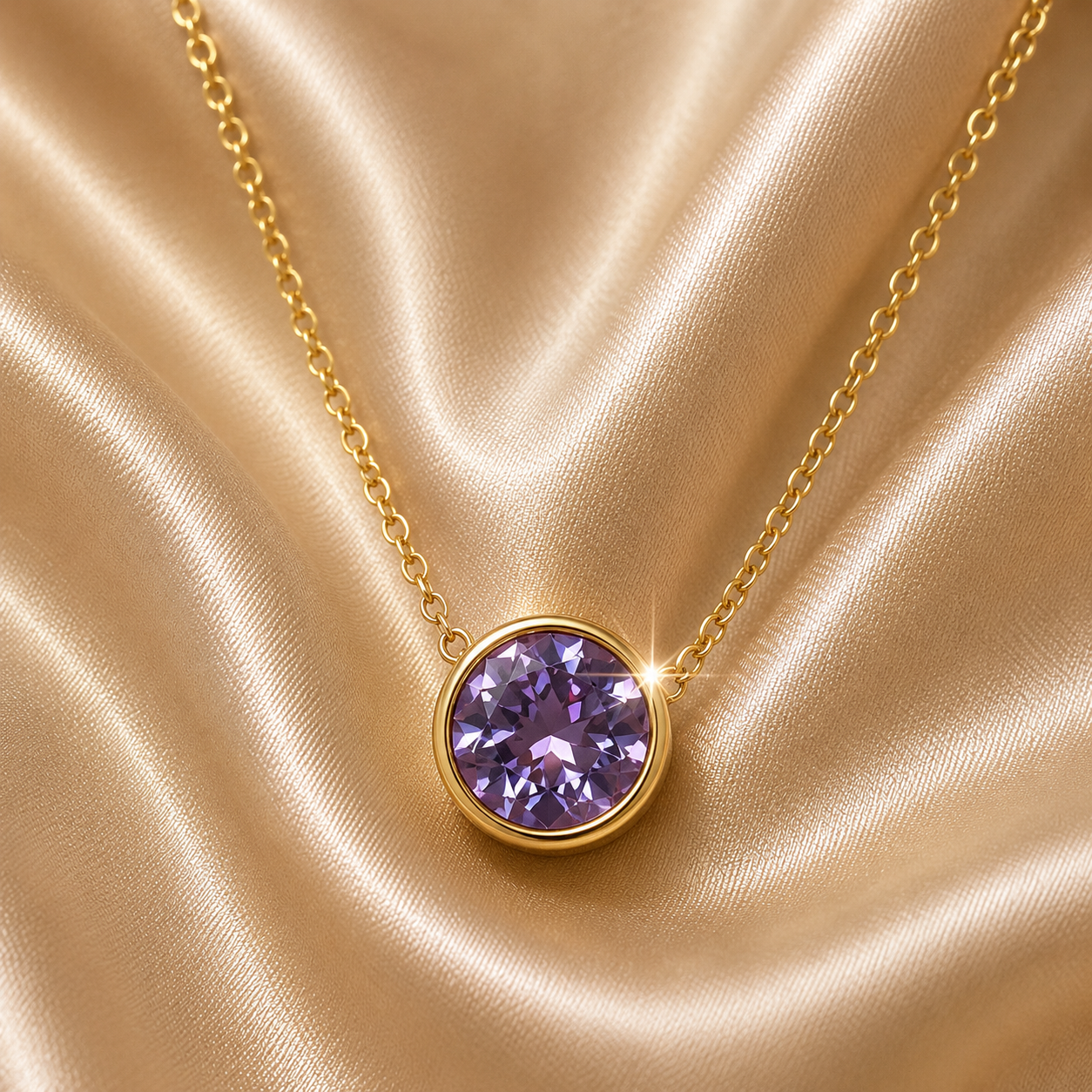 Celeste Crystal Necklace, 18K Gold Plated Steel
