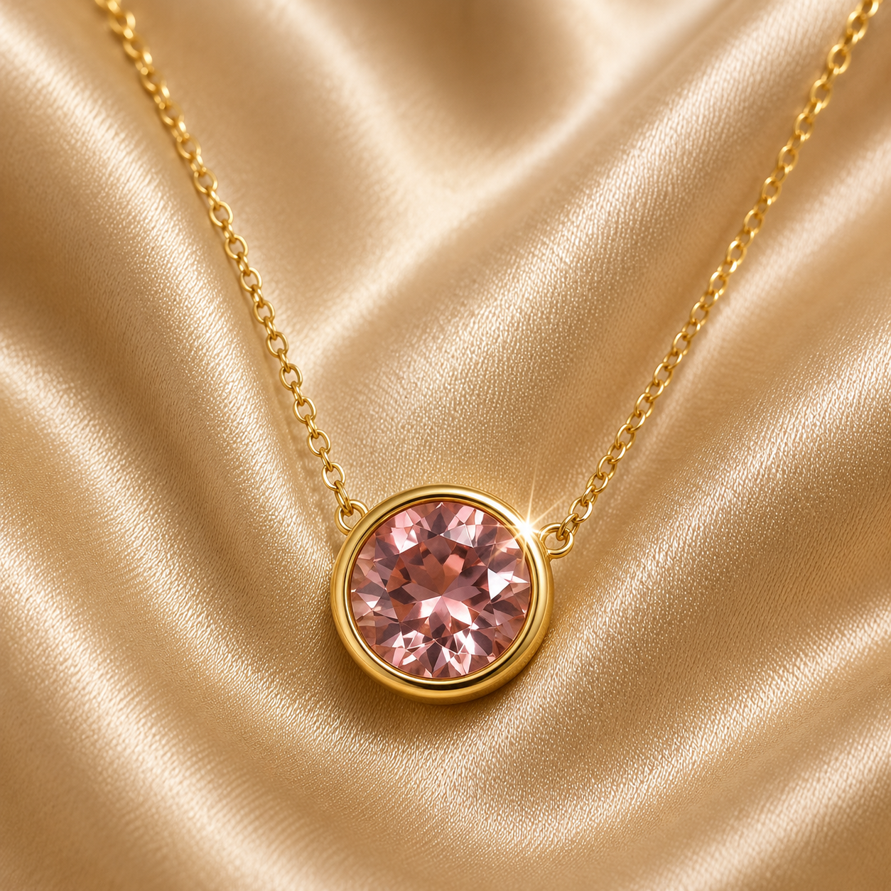 Celeste Crystal Necklace, 18K Gold Plated Steel