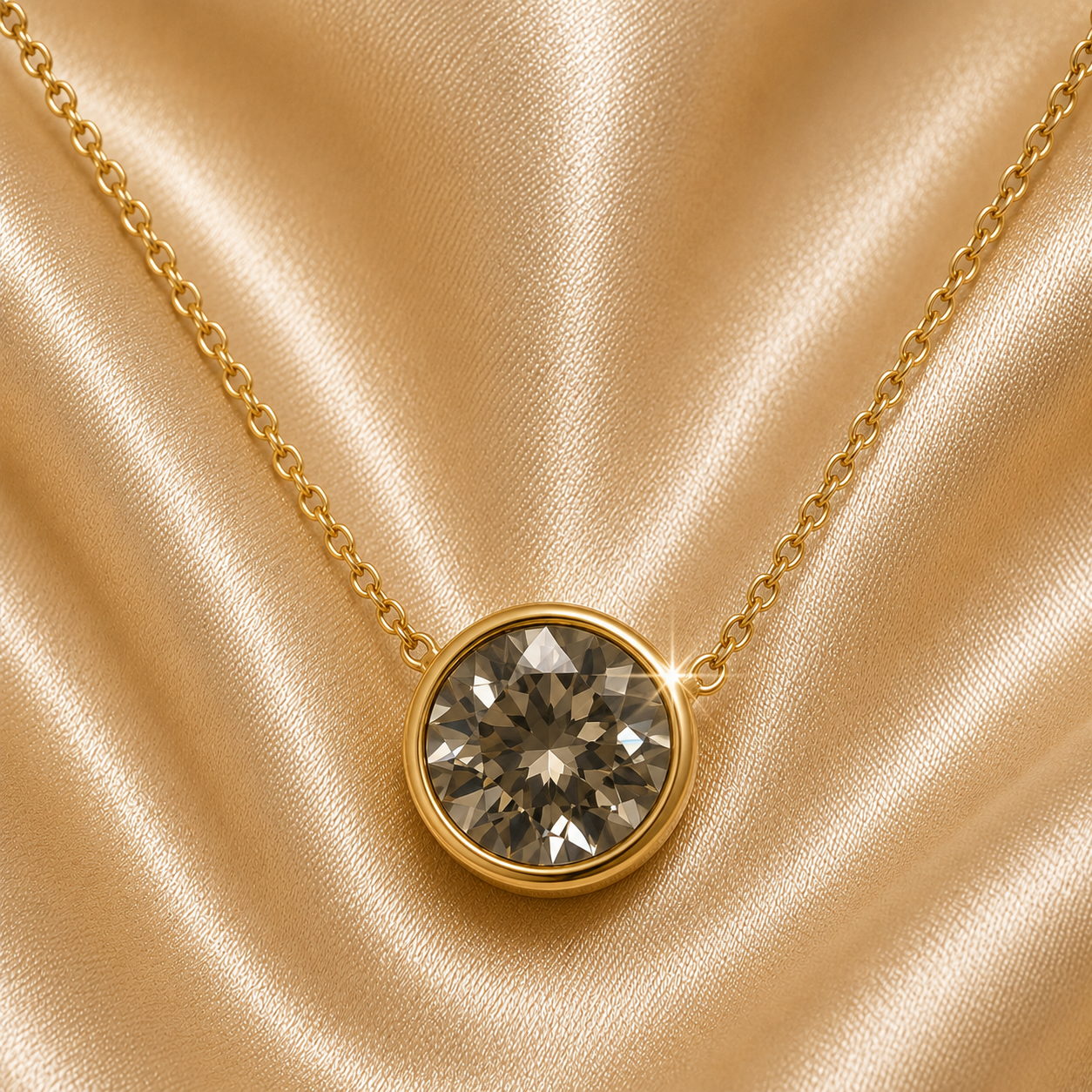 Celeste Crystal Necklace, 18K Gold Plated Steel