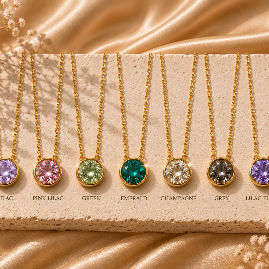 Celeste Crystal Necklace, 18K Gold Plated Steel