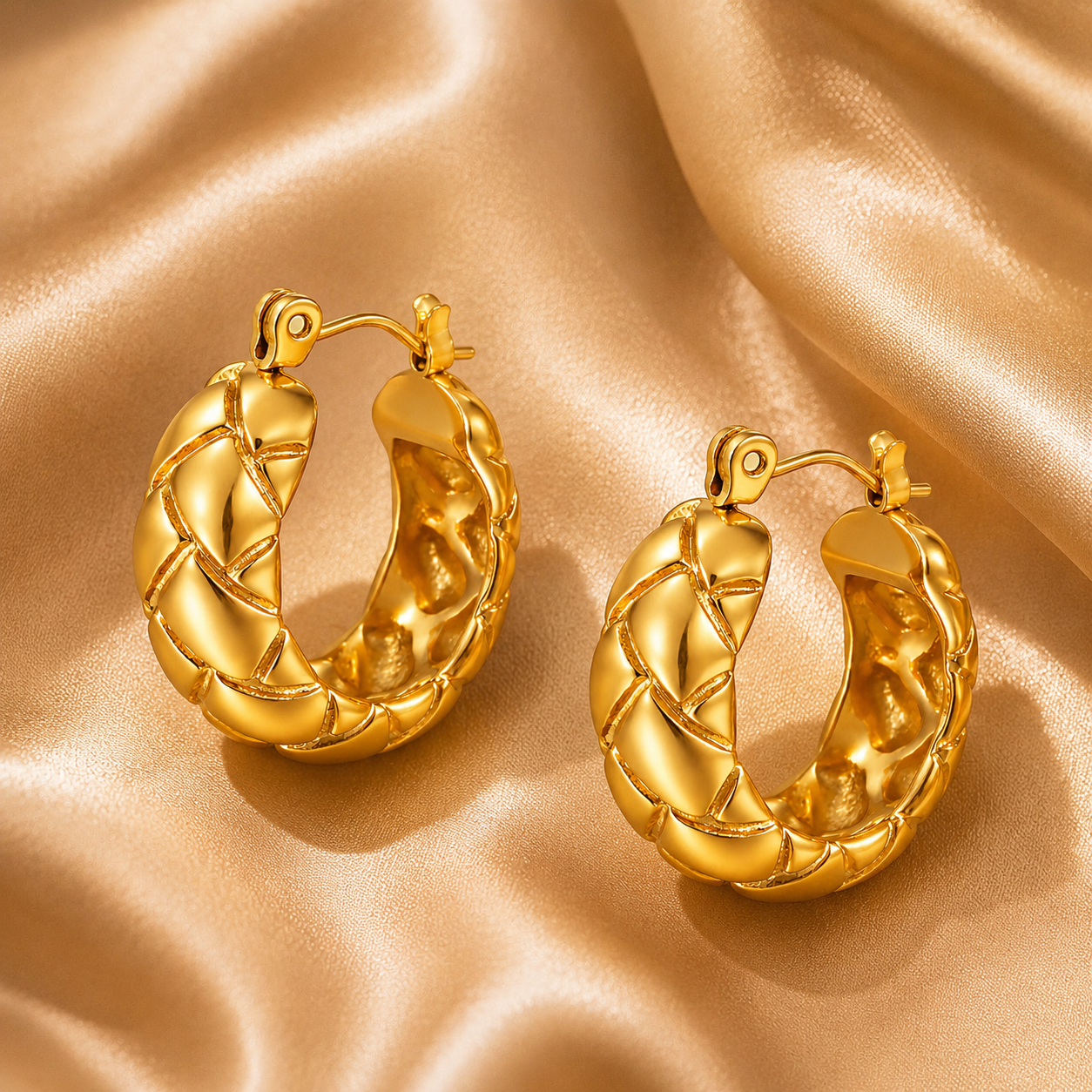 Organic Gold Pin Earrings – 18K Gold Plated Stainless Steel