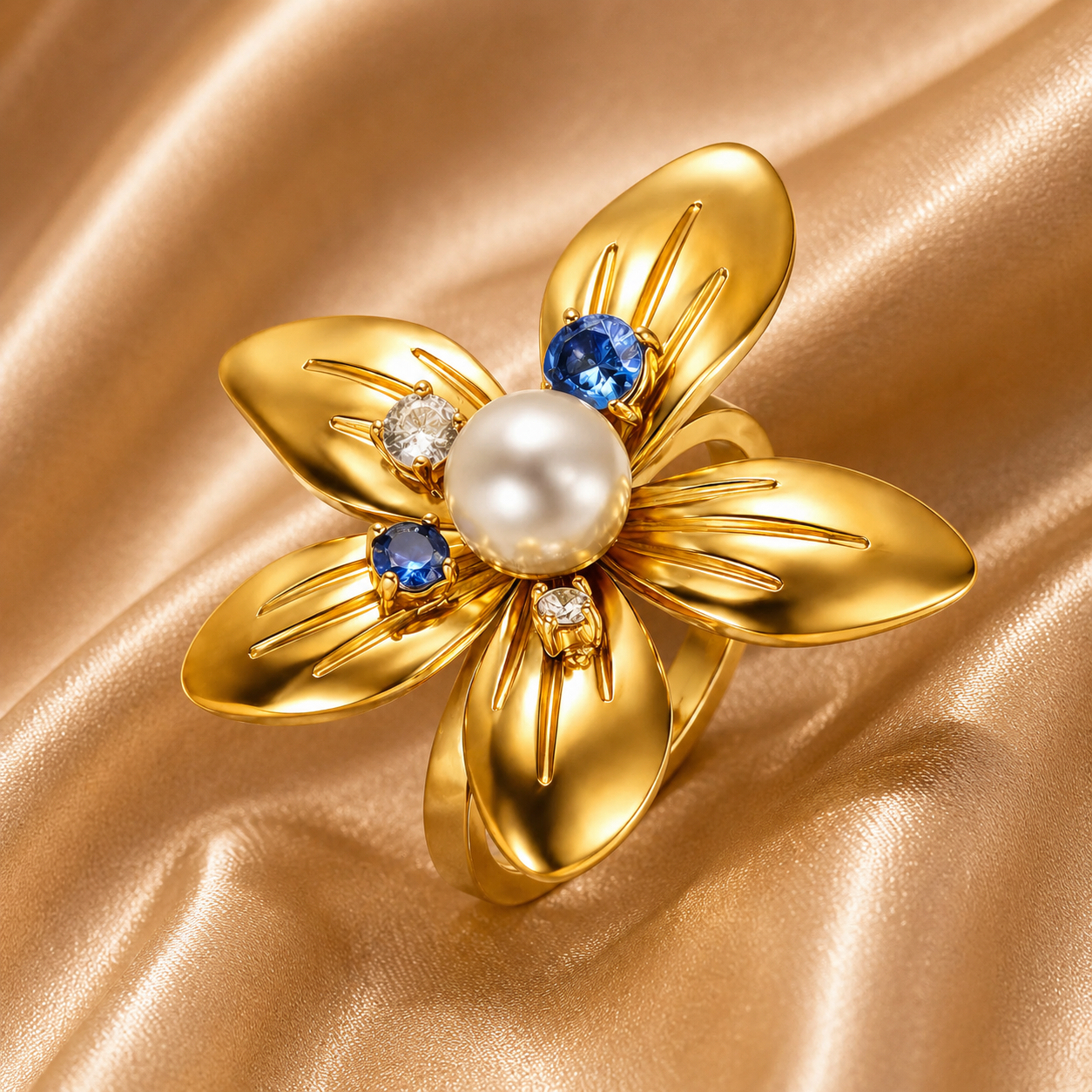Pearl Bloom Ring – 18K Gold Plated Stainless Steel