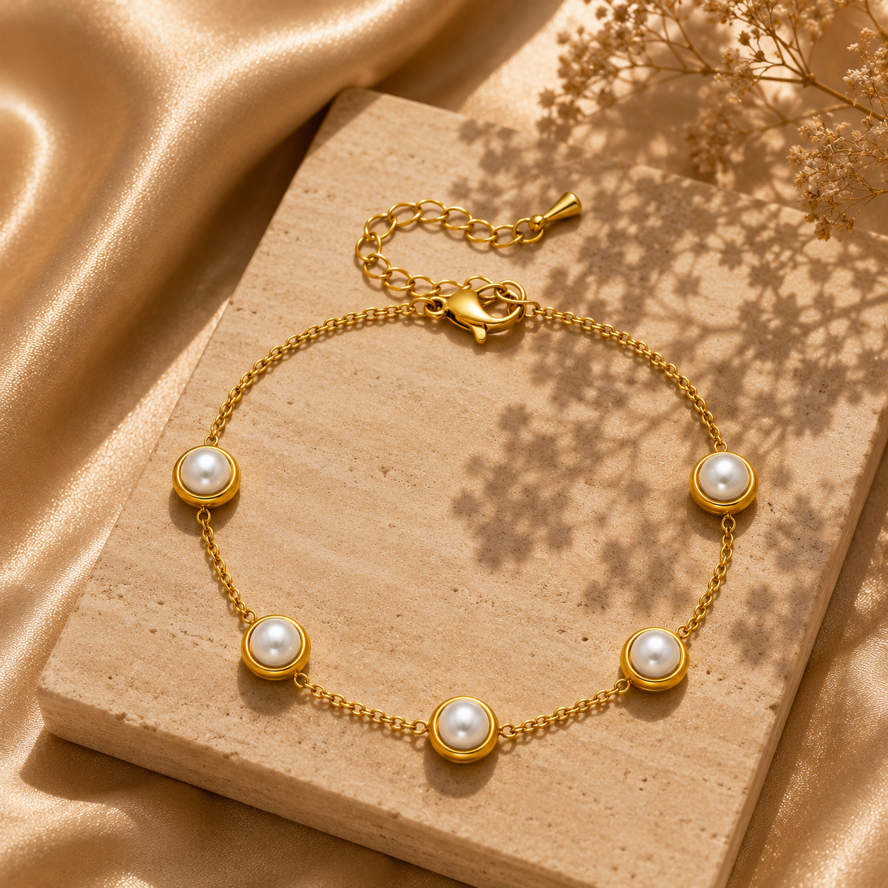 Pearl Bracelet – 18K Gold Plated Stainless Steel