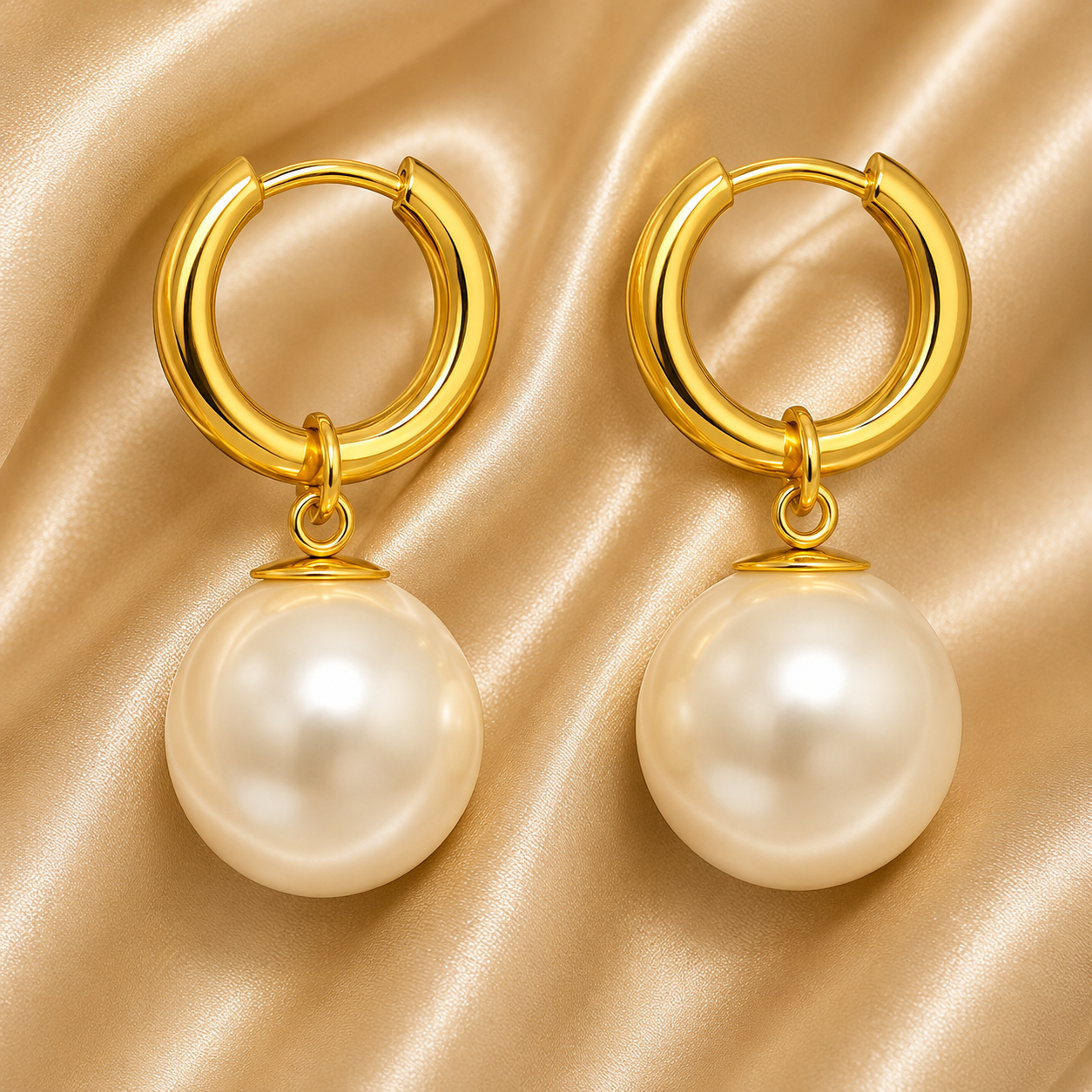Pearl Drop Congo Earrings – 18K Gold Plated Stainless Steel