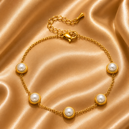 Pearl Bracelet – 18K Gold Plated Stainless Steel