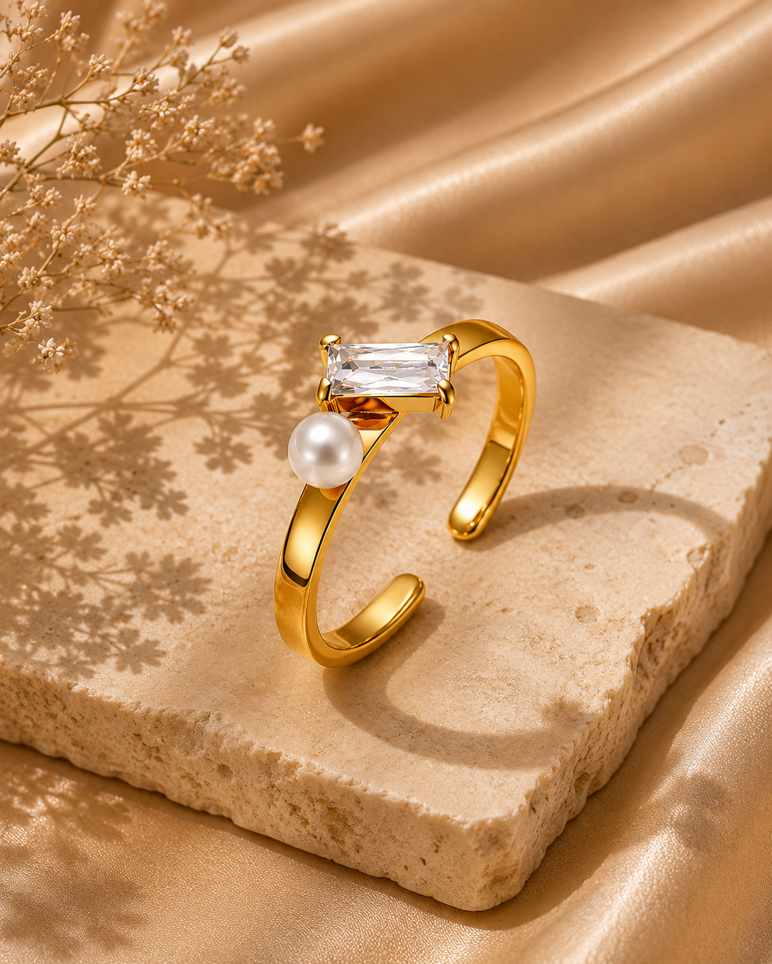 Pearl & Cubic Zirconia Adjustable Ring