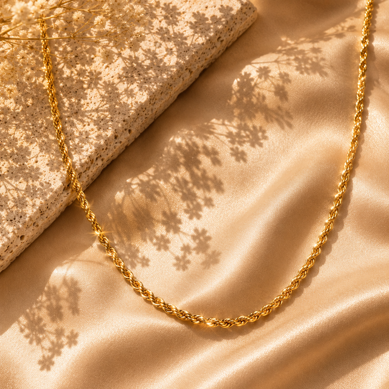 Rope Chain Necklace – 18K Gold Plated Steel