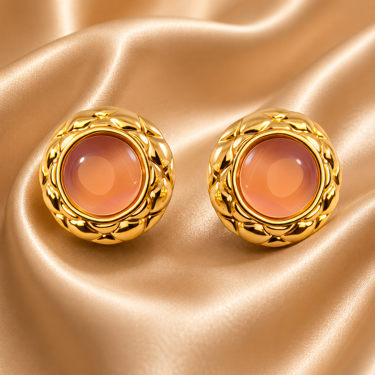 Round Gold Stud Earrings – 18K Gold Plated Stainless Steel