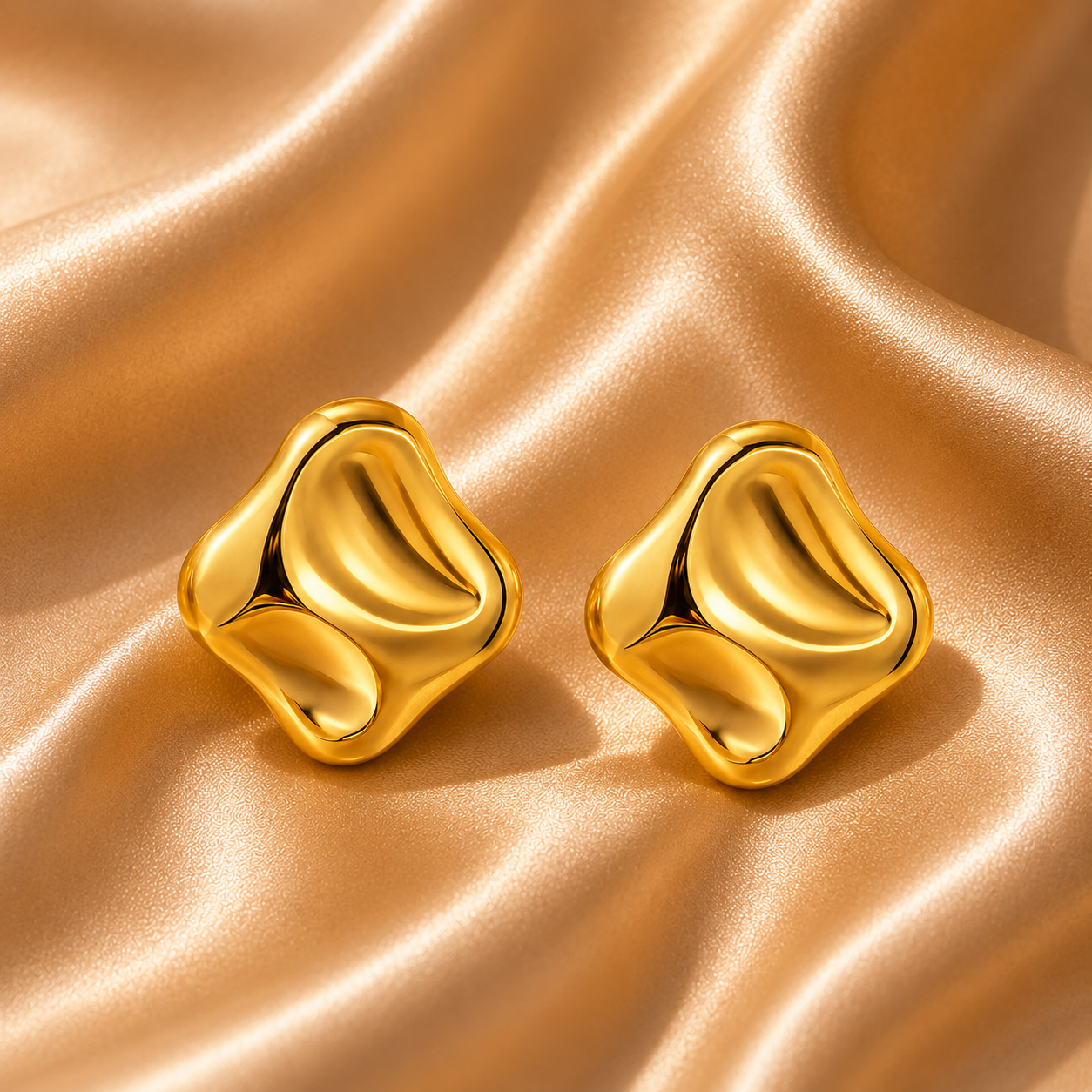 Sculpted Gold Stud Earrings – 18K Gold Plated Stainless Steel