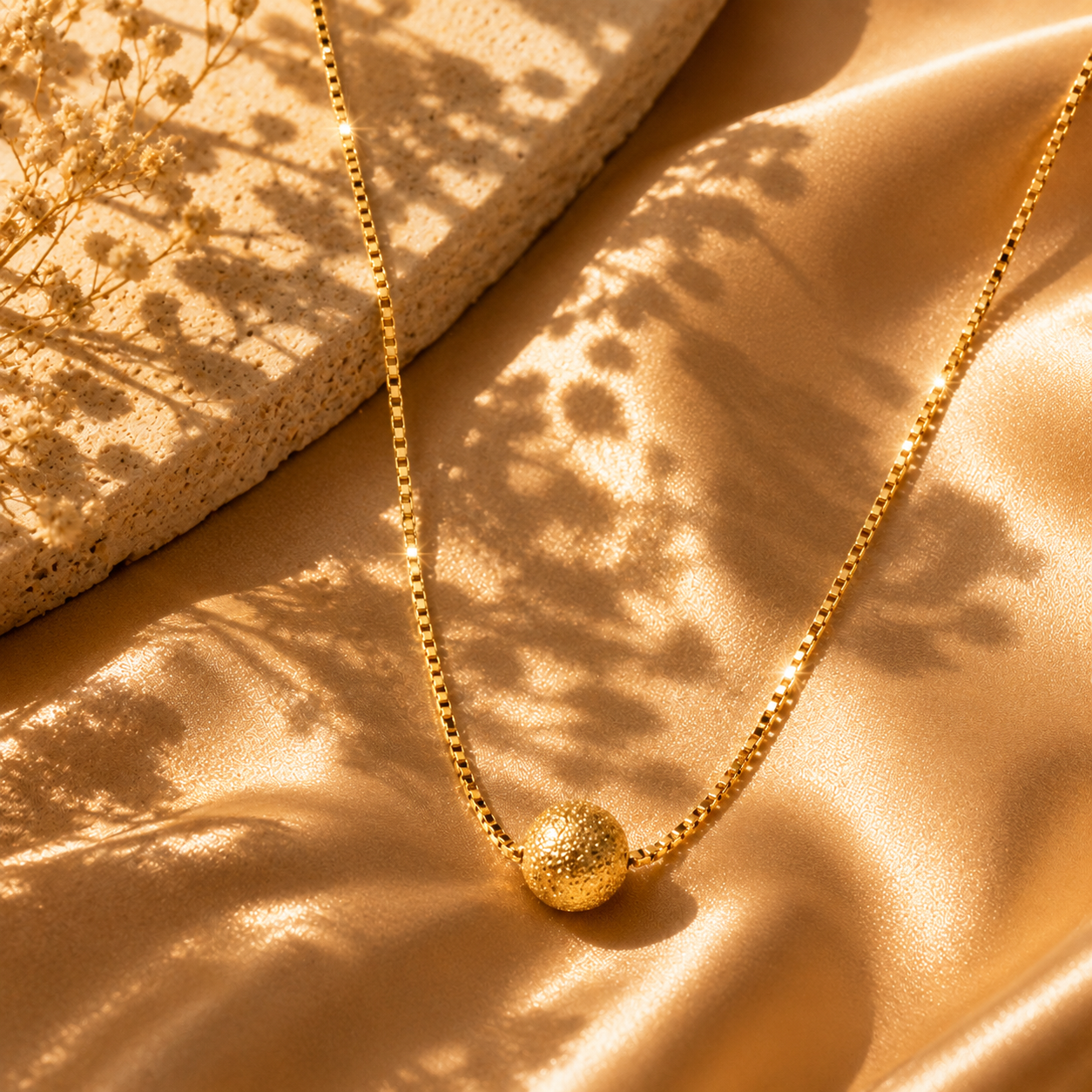 Stardust Sphere Necklace, 18K Gold Plated Steel